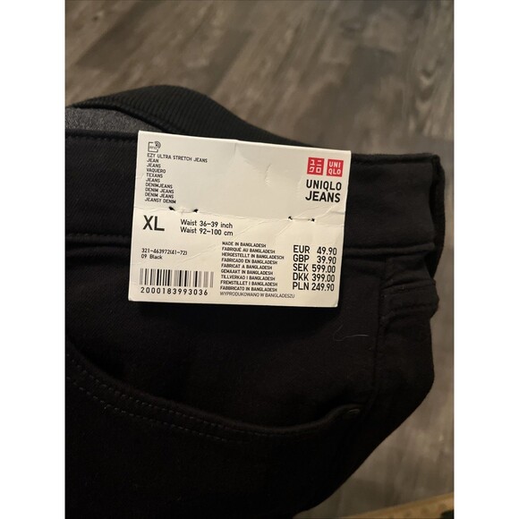 Uniqlo Men's Ultra Stretch Jeans XL Black Relaxed Ankle Jeans (36x30) - Picture 10 of 10